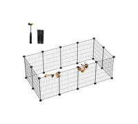 SONGMICS Jaula para Mascotas, Valla Metálica para Hámster, Conejitos, Parque de Mascotas en Bricolaje, para Animalitos, Negro/Blanco Negro