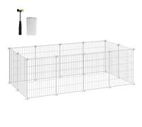 SONGMICS Jaula para Mascotas, Valla MetÁlica para HÁmster, Conejitos, Parque de Mascotas en Bricolaje, para Animalitos, Blanco LPI01W