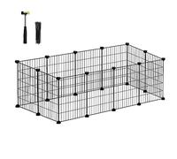 SONGMICS Jaula para Mascotas, Valla Metálica para Hámster, Conejitos, Parque de Mascotas en Bricolaje, para Animalitos, Negro LPI001B01
