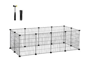 SONGMICS Jaula para Mascotas, Valla Metálica para Hámster, Conejitos, Parque de Mascotas en Bricolaje, para Animalitos, Negro LPI01H