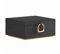 SONGMICS Joyero 2 Capas, con Asa, Efecto Flotante, 23,9 x 20 x 11,2 cm | Caja para Joyas, Bandeja Flexible, Idea Regalo, Negro y Beige, Colección GREETA JBC165B01