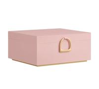 SONGMICS Joyero 2 Capas, Joyero con Asa, Bandeja Flexible para Joyas, Caja para Joyas, Efecto Flotante, 20,5 x 24 x 11 cm, Idea Regalo, Rosa Jalea JBC165R01