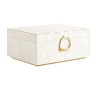 SONGMICS Joyero 2 Capas, Joyero con Asa, Bandeja Flexible para Joyas, Caja para Joyas, Efecto Flotante, 20,5 x 24 x 11 cm, Idea Regalo, Blanco Crema JBC165W101