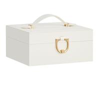 SONGMICS Joyero, organizador de joyas de 2 capas, color blanco JBC208WD01