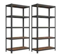 SONGMICS Juego de 2, Estantería de 5 Niveles,40 x 90 x 180 cm, Carga de 875 kg, Estantes Ajustables, Estilo Natural, para Cocina, Salón, Marrón Rústico y Negro GLR040B12