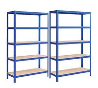 SONGMICS Estantería Pesada de 5 Niveles, Estantería de Acero, Montaje Rápido, Garaje, Almacén, Trastero, Carga de 750 kg, 60 x 120 x 200 cm, Azul GLR060Q01