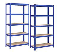 SONGMICS Juego de 2 Estanterías Almacenaje de 5 Niveles, Estantería Metálica, Modular, Garaje, Almacén, Trastero, Cocina, Carga de 875 kg, 40 x 90 x 180 cm, Azul GLR040Q02