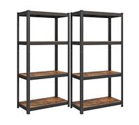 SONGMICS Juego de 2 estanterías de Almacenamiento, 4 estanterías, Ajustables, 40 x 80 x 160 cm, Carga de hasta 520 kg, para Cocina, salón, Vintage marrón-Negro GLR044B12