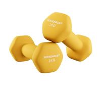 SONGMICS Juego de 2 Mancuernas, 2 x 1 kg, Mancuernas Hexagonales con Superficie de Vinilo, para Fitness, Ejercicio, Entrenamiento, para Gimnasia en Casa, Amarillo Limón SYL62YL
