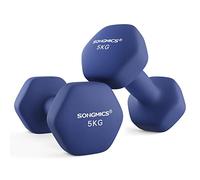 SONGMICS Juego de 2 mancuernas hexagonales con revestimiento de neopreno, 2 unidades de 5 kg, para entrenamiento de fuerza, entrenamiento, fitness, hogar, puerto azul, SYL910Q01