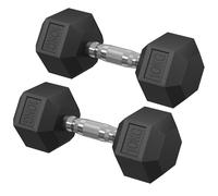 SONGMICS Juego de 2 Mancuernas Hexagonales, para Entrenamiento, Fortalecimiento, Levantamiento de Pesas en Casa, Gimnasio Negro Tinta