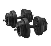 SONGMICS Juego de 2 Mancuernas, Mancuernas Ajustables de 2 x 10 kg, Placas de Peso Recubiertas de Plástico, Entrenamiento de Fitness, Gimnasio de Casa, Negro Tinta SYL20HV1