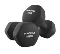 SONGMICS Juego de 2 Mancuernas, Mancuernas Hexagonales con Superficie de Vinilo, para Fitness, Ejercicio, Entrenamiento, para Gimnasia en Casa Negro Tinta