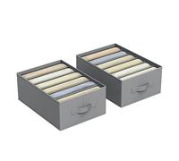 SONGMICS Juego de 6 Organizadores de Cajón, Organizadores de Armario de 6 Compartimentos, Plegables, 42 x 30 x 17 cm, para Pantalones, Ropa, Gris Paloma RUS009G03