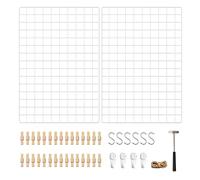 SONGMICS Juego de 2 Paneles de Malla, Pantalla para Foto, 65 x 45 cm, Decoración de Pared Metálica, Múltifuncional, Bricolaje, Exhibición de Arte, Gancho S, Pinzas, Cordón de Cáñamo, Blanco LPP02W