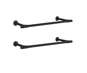 SONGMICS Juego de 2 Percheros de Pared, Colgador de Pared, Estilo Industrial, Ahorro de Espacio, 30 x 84 x 7 cm, Carga de 60 kg, Montaje FÁcil, Acero, Negro HSR140B02