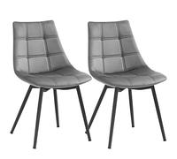 SONGMICS Juego de 2 sillas de Comedor, Sillón, Sillas tapizadas, Sillas de Cocina Modernas, con Patas de Metal, Superficie de Terciopelo, Gris LDC84GY