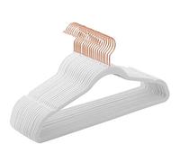 SONGMICS Juego de 20 Perchas Aterciopeladas, 41,5 cm de Largo, Finas | Capacidad de Carga, Ganchos Giratorios de 360°, para Camisas de Abrigo, Blanco Nube y Oro Rosa, Colección BREANNA CRF026W01