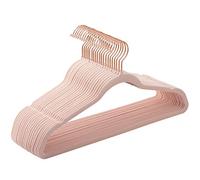 Songmics Juego 20 Perchas Aterciopeladas – 41,5 cm, finas, ganchos giratorios 360°, Rosa y Oro Rosa