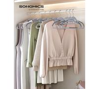 SONGMICS-Juego de 20 perchas de plástico, apertura en forma de U, antideslizante, ahorro de espacio, 0,5 cm de grosor, 41,5 cm de largo, gancho giratorio de 360 °, blanco/Gris Claro y Gris Oscuro Gris