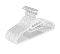 SONGMICS Juego de 20 Perchas de plástico con Apertura en Forma de U, Ahorra Espacio, 0,5 cm de Grosor, 41,5 cm de Ancho, Gancho Giratorio de 360°, Color Blanco CRP041W02