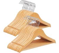 SONGMICS Juego de 20 Perchas para Niños de Madera Maciza, 32,5 cm Largo | con Barra de Pantalones, Muescas en Hombros, Ganchos Giratorios, Amarillo, Beige y Plata, Colección CASON CRW006-20