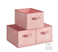 SONGMICS Juego de 3 Cajas de Almacenaje Plegables, 40 x 30 x 24 cm | Organizadores de Armario, Cestas de Tela, 2 Asas, Portaetiquetas, Rosa Jalea, Colección TINA ROB440R01