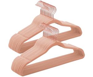 SONGMICS Juego de 30 Perchas Aterciopeladas, 41,5 cm de Largo, Finas | Capacidad de Carga, Ganchos Giratorios de 360°, para Camisas de Abrigo, Rosa Coral y Oro Rosa, Colección BREANNA CRF026P30