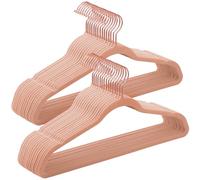 Songmics Juego 20 Perchas Aterciopeladas – 41,5 cm, finas, ganchos giratorios 360°, Rosa y Oro Rosa