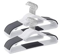 SONGMICS Juego de 30 Perchas de Plástico, Antideslizantes, Ahorra Espacio | 0,5 cm de Grosor, 42 cm de Largo, Gancho Plata Giratorio de 360°, Blanco Nube, Colección BREANNA CRP20WG30