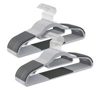 SONGMICS Juego de 30 Perchas de Plástico, Antideslizantes, Ahorra Espacio | 0,6 cm de Grosor, 42 cm de Largo, Gancho Plata Giratorio de 360°, Gris, Colección BREANNA CRP20G30