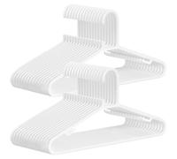 SONGMICS Juego de 30 Perchas de Plástico, Que Ahorra Espacio, Ligeras | Para Pantalones, Abrigos, Vestidos, Blanco Nube, Colección Bodie CRP009W30