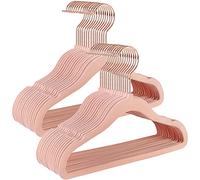 SONGMICS Juego de 30 Perchas para niños con Ganchos giratorios a 360°, Color Oro Rosa, Perchas de Terciopelo Antideslizantes para Armario, Dormitorio, Rosa Pastel CRF027P30