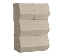 SONGMICS Juego de 4 Cajas de Almacenamiento con Tapas, Apilables, Cubos de Almacenamiento con Cierres Magnéticos, Tela, Marco de Metal, para Ropa, Libros, Beige Arena RLB022Y02