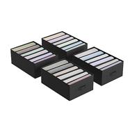 SONGMICS Juego de 4 Organizadores de Cajón, Organizadores de Armario de 6 Compartimentos, Plegables, 42 x 30 x 17 cm, para Pantalones, Ropa, Negro Tinta RUS009B04
