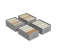 SONGMICS Juego de 2 Organizadores de Cajón, Organizadores de Armario de 6 Compartimentos, Plegables, 42 x 30 x 17 cm, para Pantalones, Ropa, Gris Paloma RUS009G02