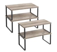 SONGMICS Juego de 4 Organizadores de Cocina, Apilables, Expandibles | Estantes de Cocina, Acero y Tablero de partículas, Greige Mélange y Negro, Colección BYSTRO KCS022X02