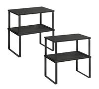 SONGMICS Juego de 4 Organizadores de Cocina, Apilables, Expandibles | Estantes de Cocina, Metal y Madera de Ingeniería, Negro Tinta y Negro Ébano, Colección BYSTRO KCS027B01