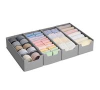 SONGMICS Juego de 4 Organizadores para Cajones de Ropa Interior, para Cómodas HEMNES y MALM de IKEA, Sin Divisores, Plegables, Armario, 40 x 16 x 10 cm, para Calcetines, Gris Paloma RUS012G01