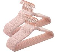 SONGMICS Juego de 50 Perchas Aterciopeladas, 41,5 cm de Largo, Finas, Gran Capacidad de Carga, con Ganchos Giratorios de 360°, para Camisas de Abrigo Completas, Rosa y Oro Rosa CRF026P02