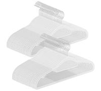 SONGMICS Juego de 50 Perchas de Plástico, Antideslizantes, Ahorra Espacio | 0,6 cm de Grosor, 42 cm de Largo, Gancho Plata Giratorio de 360°, Blanco Nube, Colección BREANNA CRP020W05
