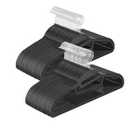 SONGMICS Juego de 50 Perchas de plástico, Perchas con Apertura en Forma de U, Ahorra Espacio, 0,5 cm de Grosor, 41,5 cm de Ancho, Gancho Giratorio de 360°, Color Negro CRP041B05