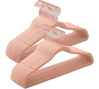 SONGMICS - Juego de 50 perchas de terciopelo de 16,5 cm de largo, delgado y duradero, alta capacidad de carga, con ganchos giratorios de 360 ° de oro rosa, para abrigos camisas trajes, color rosa UCRF026P02