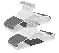 SONGMICS Juego de 50 Perchas, Perchas de Plástico, Antideslizantes, Ahorra Espacio, 0,5 cm de Grosor, 42 cm de Largo, Gancho Plata Giratorio de 360°, Blanco y Gris Oscuro CRP020W02