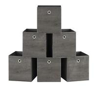 SONGMICS Juego de 6 Cajas de Almacenamiento con Asa, 26 x 26 x 28 cm | Caja Organizadora, Ajustable, Plegable, Tela Oxford y Tela no Tejida, Gris Paloma y Gris Niebla, Colección TINA RFB126G01