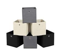 SONGMICS Juego de 6 Cajas de Almacenamiento, Cubos Plegables de Tela no Tejida y Cubos Organizadores de Ropa de Juguete, 2 Gris, 2 Negro, 2 Beige RFB06GHM