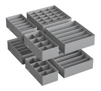 SONGMICS Juego de 8 Organizadores para Cajones de Ropa Interior, Divisores de Cajones, Plegables, para Sujetadores, Calcetines, Corbatas, Cajas de Tela para Armario, Gris Paloma RUS008G01