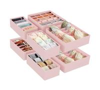 SONGMICS Juego de 8 Organizadores para Cajones de Ropa Interior, Plegables | Divisores de Cajones para Sujetadores, Calcetines, Corbatas, Cajas de Tela para Armario, Rosa, Colección TINA RUS008P01