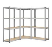 SONGMICS Juego de Estantería Esquinera de 4 Niveles, Acero, 1500 kg | Alta Resistencia, para Garaje, Almacén, Bodega, Plata Pálido y Beige Natural