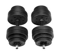 SONGMICS - Juego de mancuernas 2 en 1, mancuernas ajustables con barra de pesas extra, placas de peso recubiertas de plástico, ejercicio de fitness, gimnasio en casa
